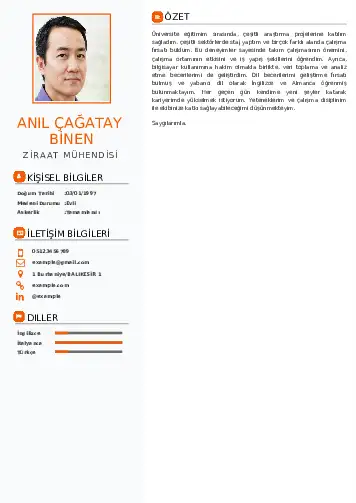 Ziraat Mühendisi Cv Örnekleri cv indir